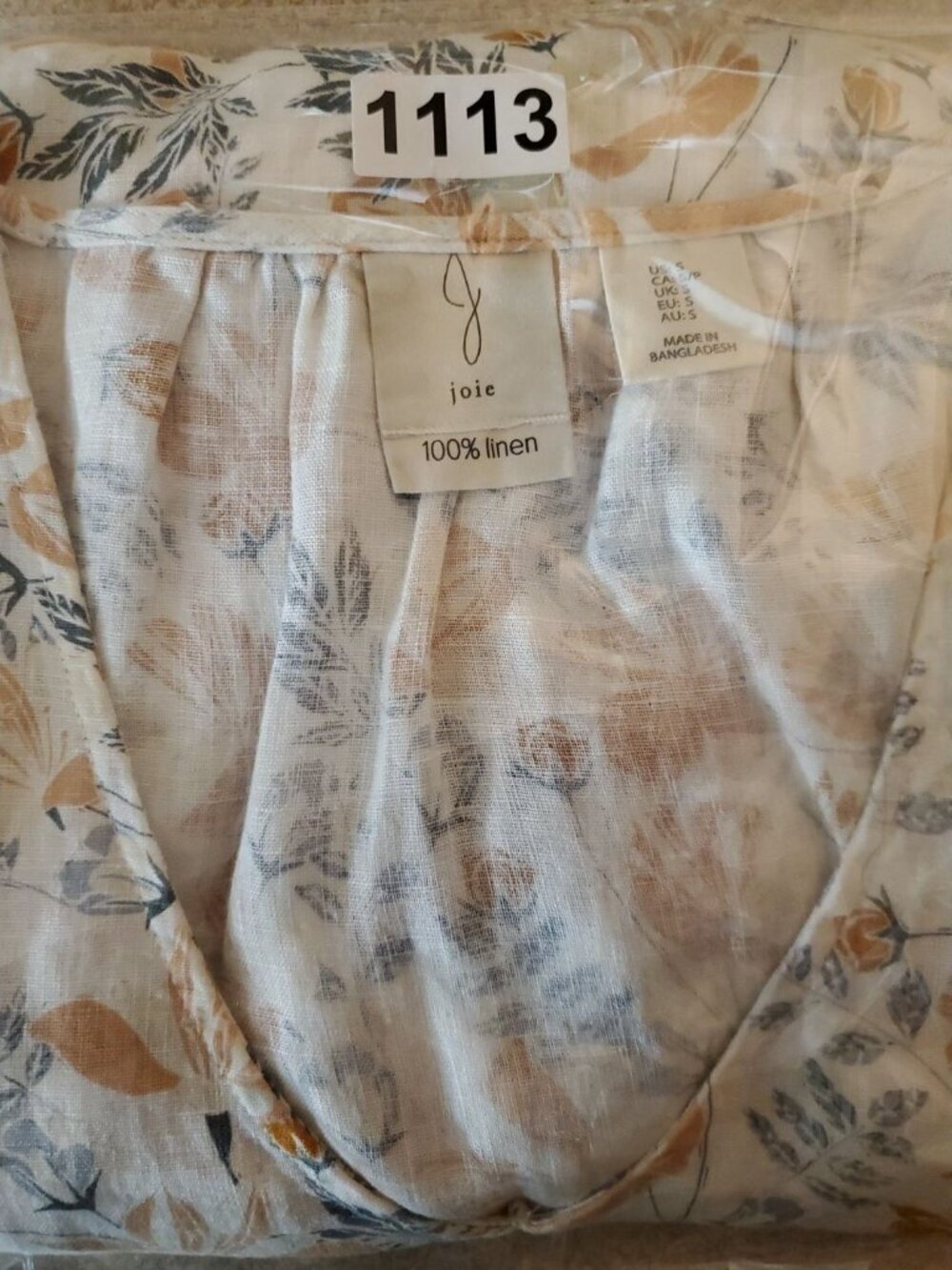 Joie 100% Linen Tiered Floral Orange/Coral Dress V-Neck Boho Beach Vaca Sz S - Picture 15 of 15